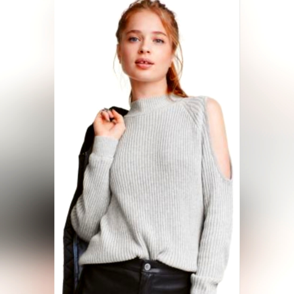 Cold Shoulder Top Grey- Size USA Medium